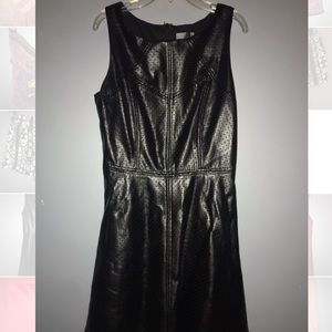 Faux leather fit and flare dress